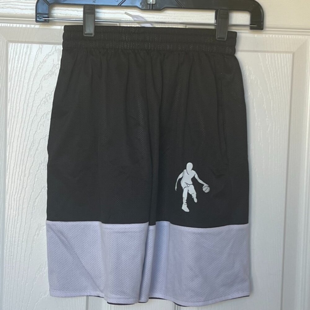 Youth Reversible Basketball Baller Shorts - Black/White Size L